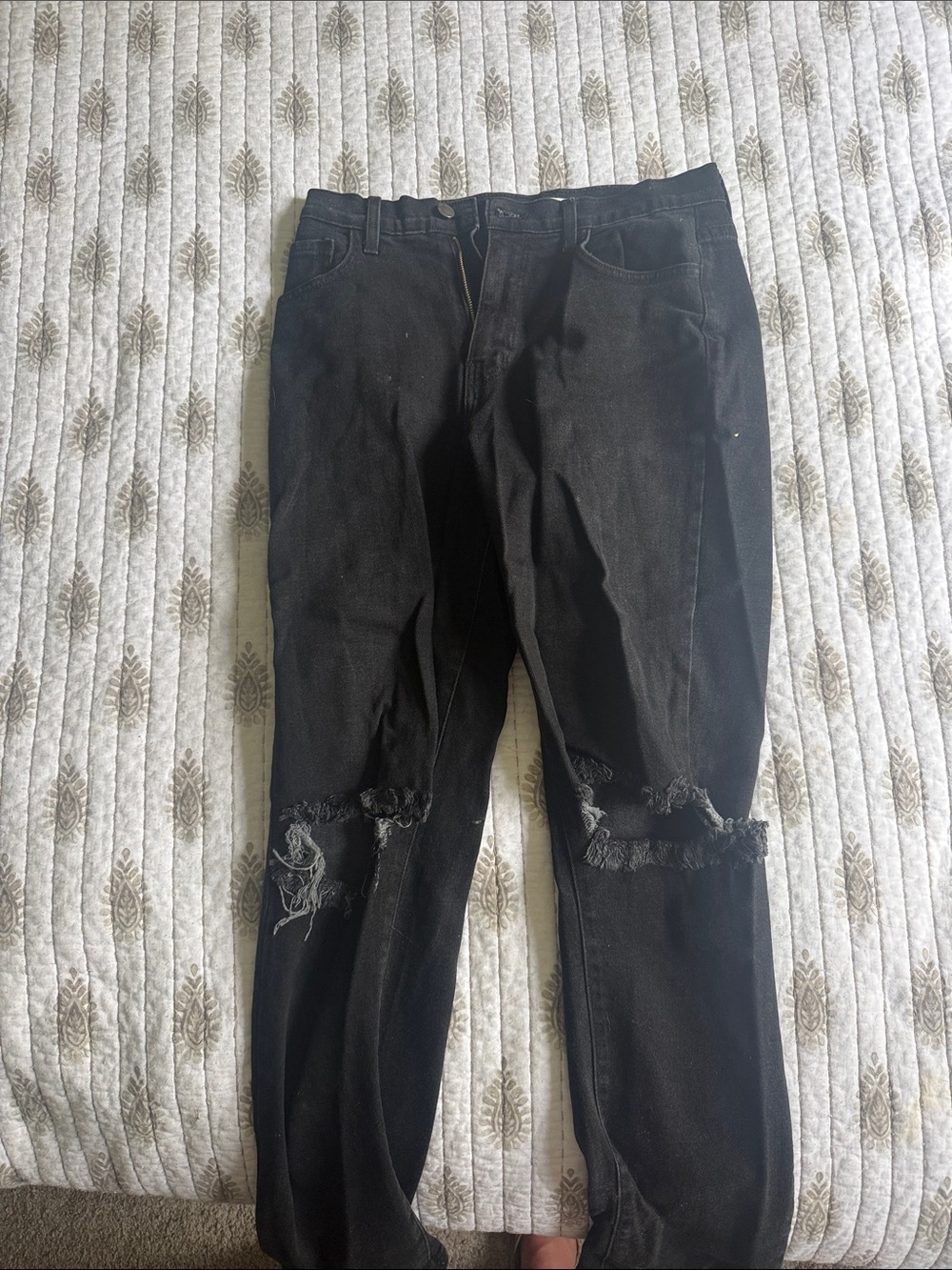 Vibrant Black Distressed Boyfriend Jeans